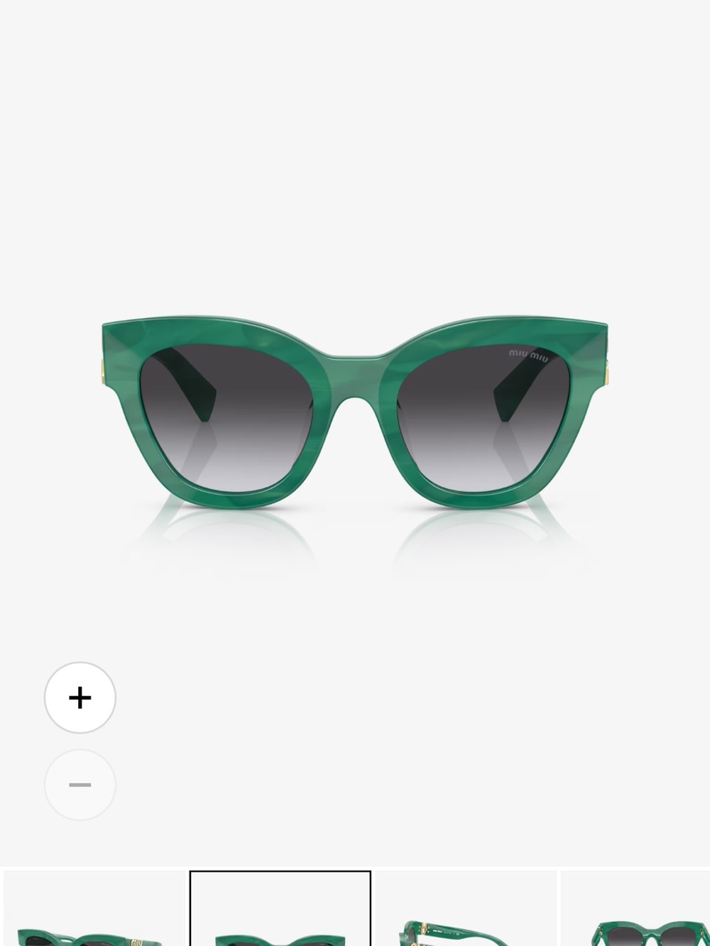 Miu Miu Green Cat-Eye Sunglasses with Gradient Gray Lenses
